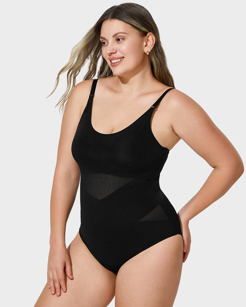 Criss-Cross Mesh Sculpting Bodysuit - FirmaSculpt