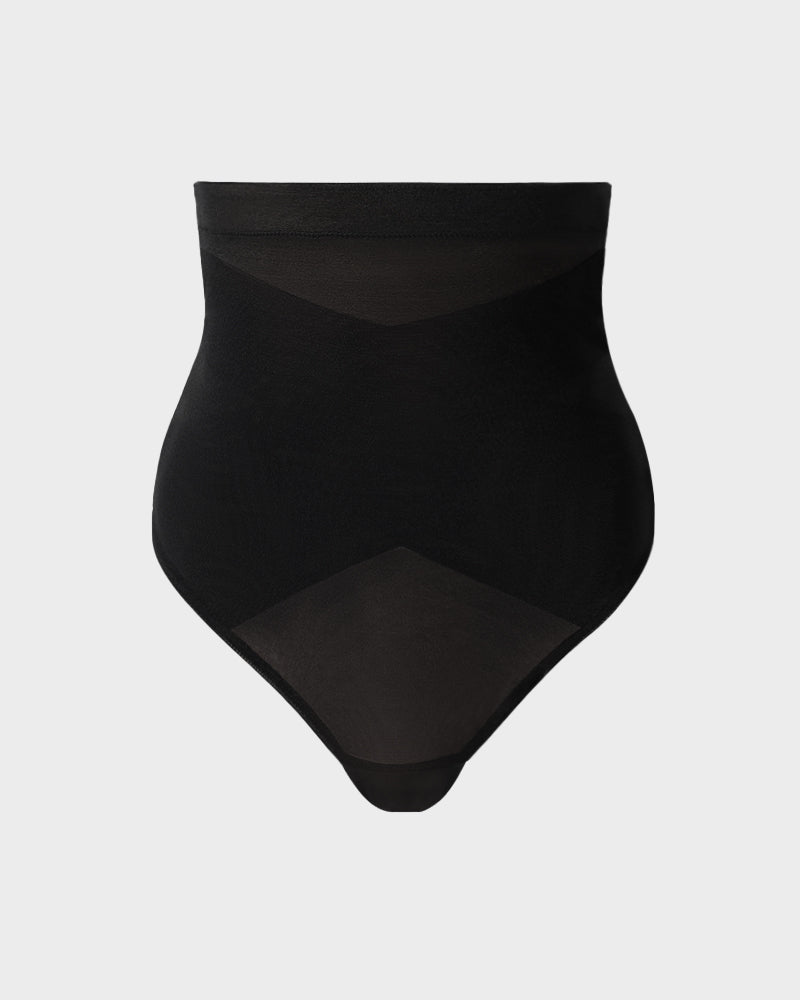 High-Waist Criss-Cross Mesh Shaping Thong - FirmaSmooth