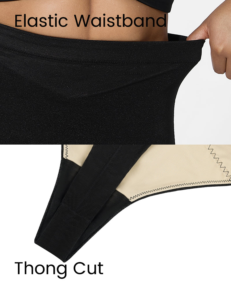 High-Waist Criss-Cross Mesh Shaping Thong - FirmaSmooth