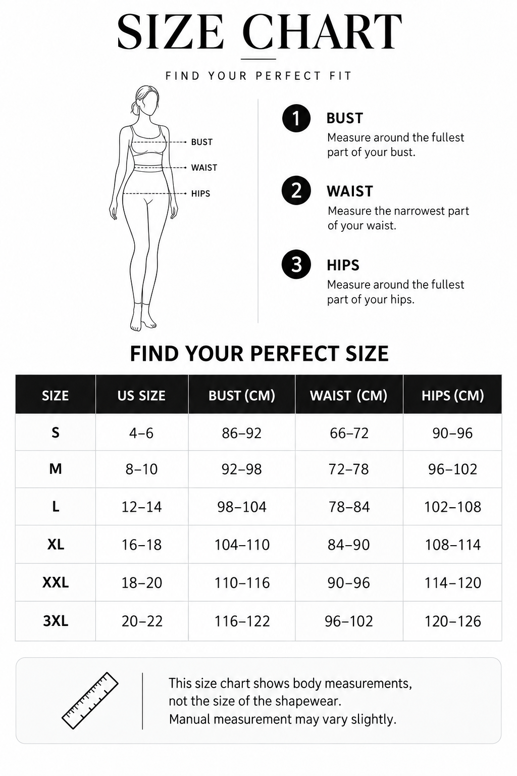 High-Rise Neoprene Waist Trainer Leggings with 3-Row Hooks - FirmaControl size chart