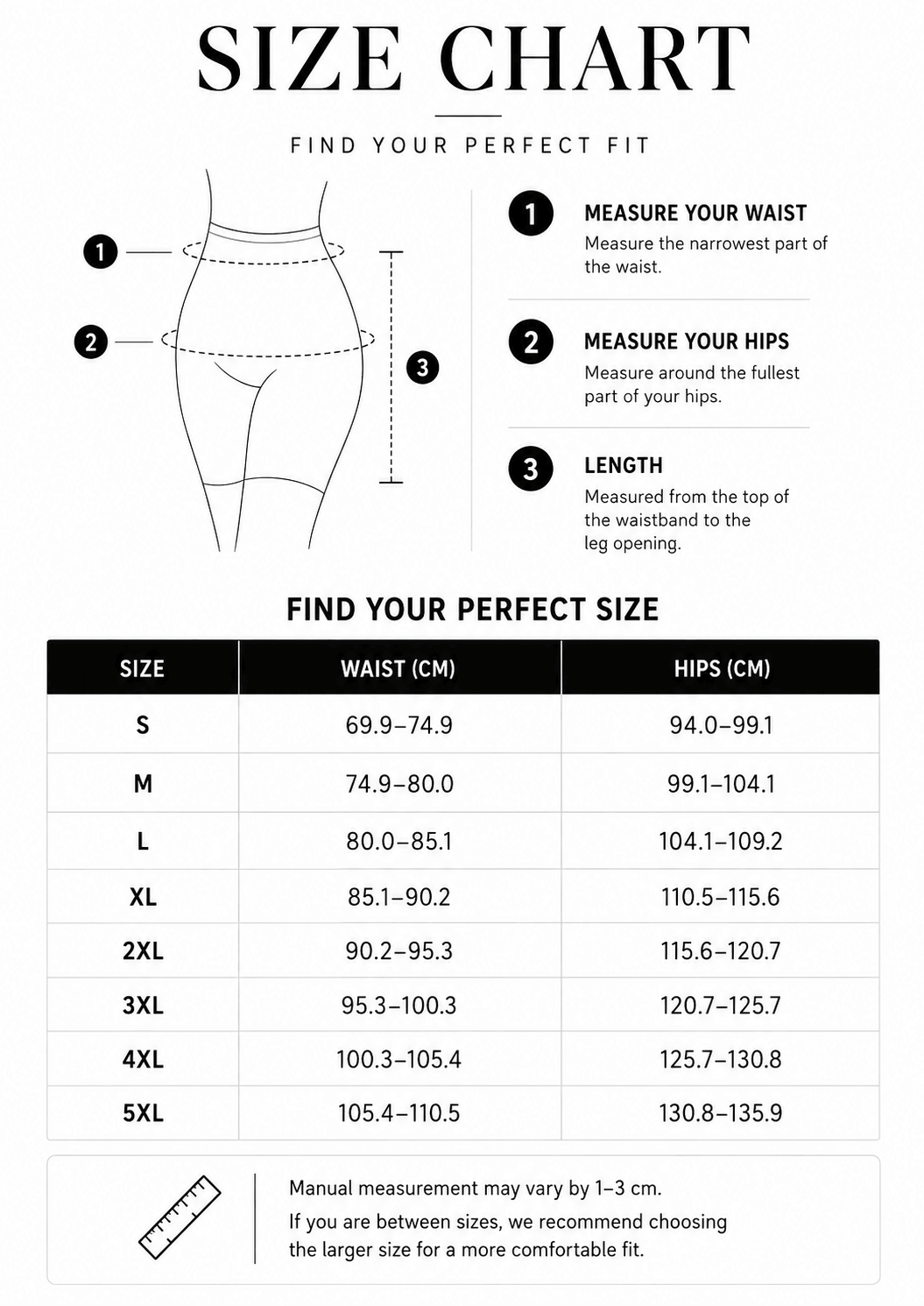 Invisible Seamless Tummy Control Knickers 3-Pack - FirmaControl size chart