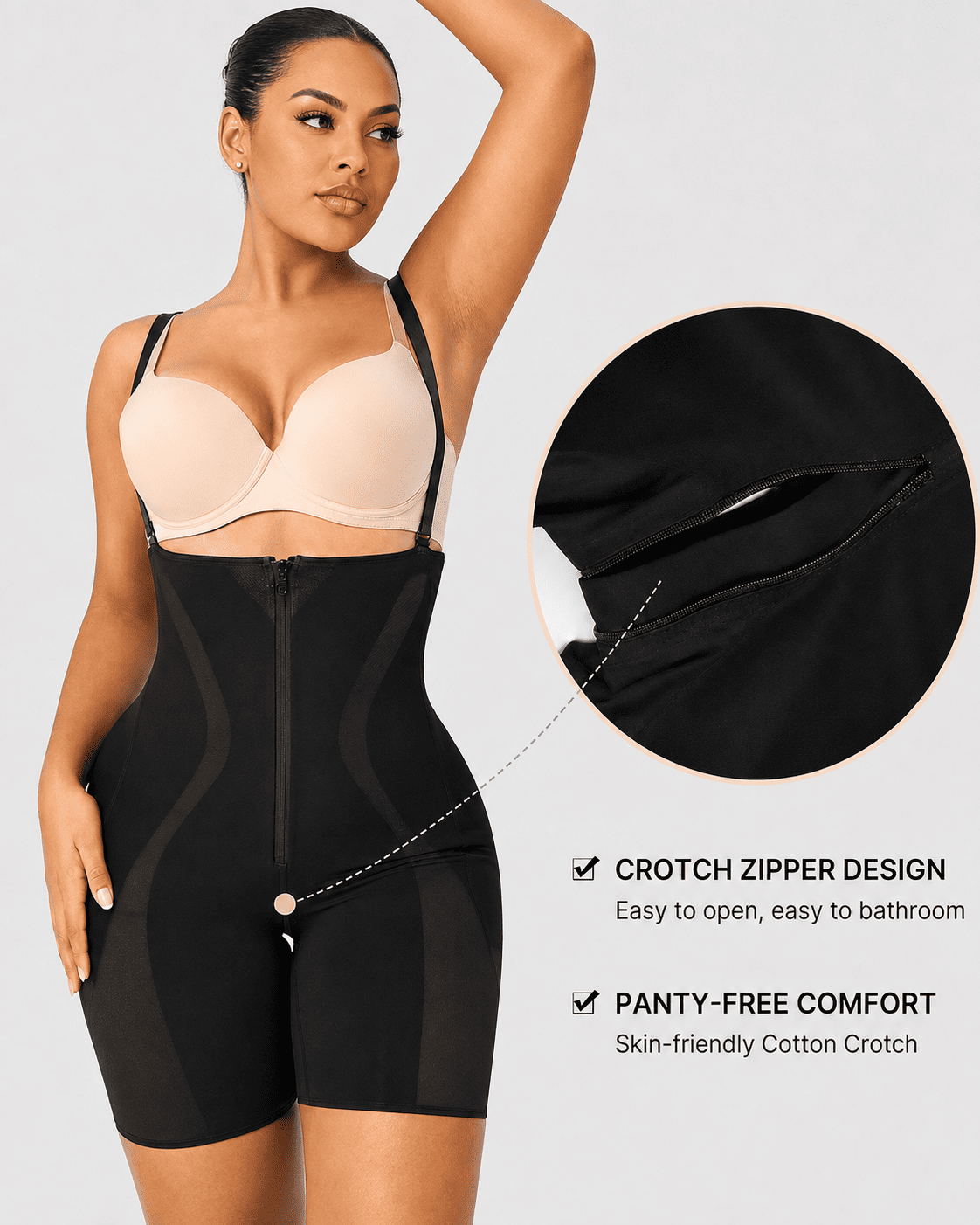 Zip-Front Tummy Control Butt-Lifting Shapewear Shorts - FirmaControl