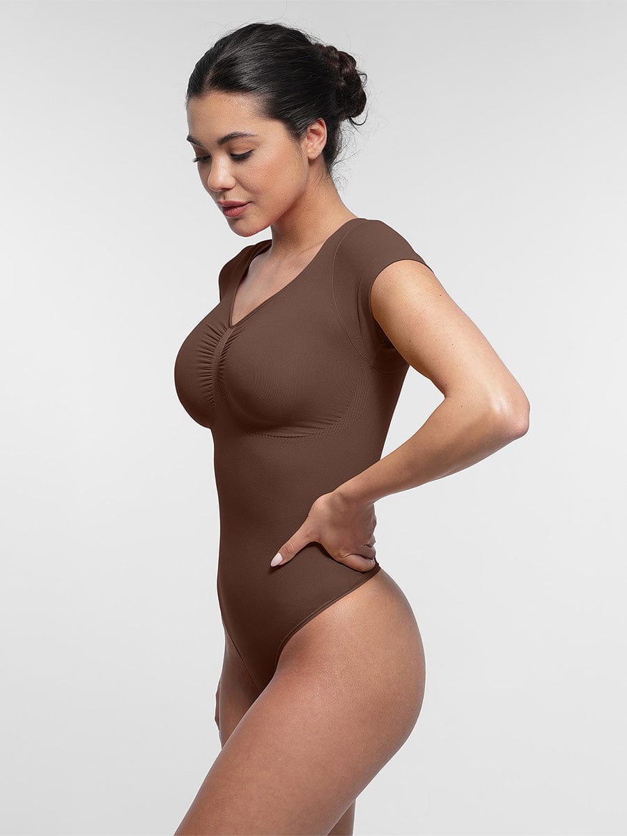 Seamless Bust Support Waist & Abdomen Shaping Thong Bodysuit - FirmaSculpt