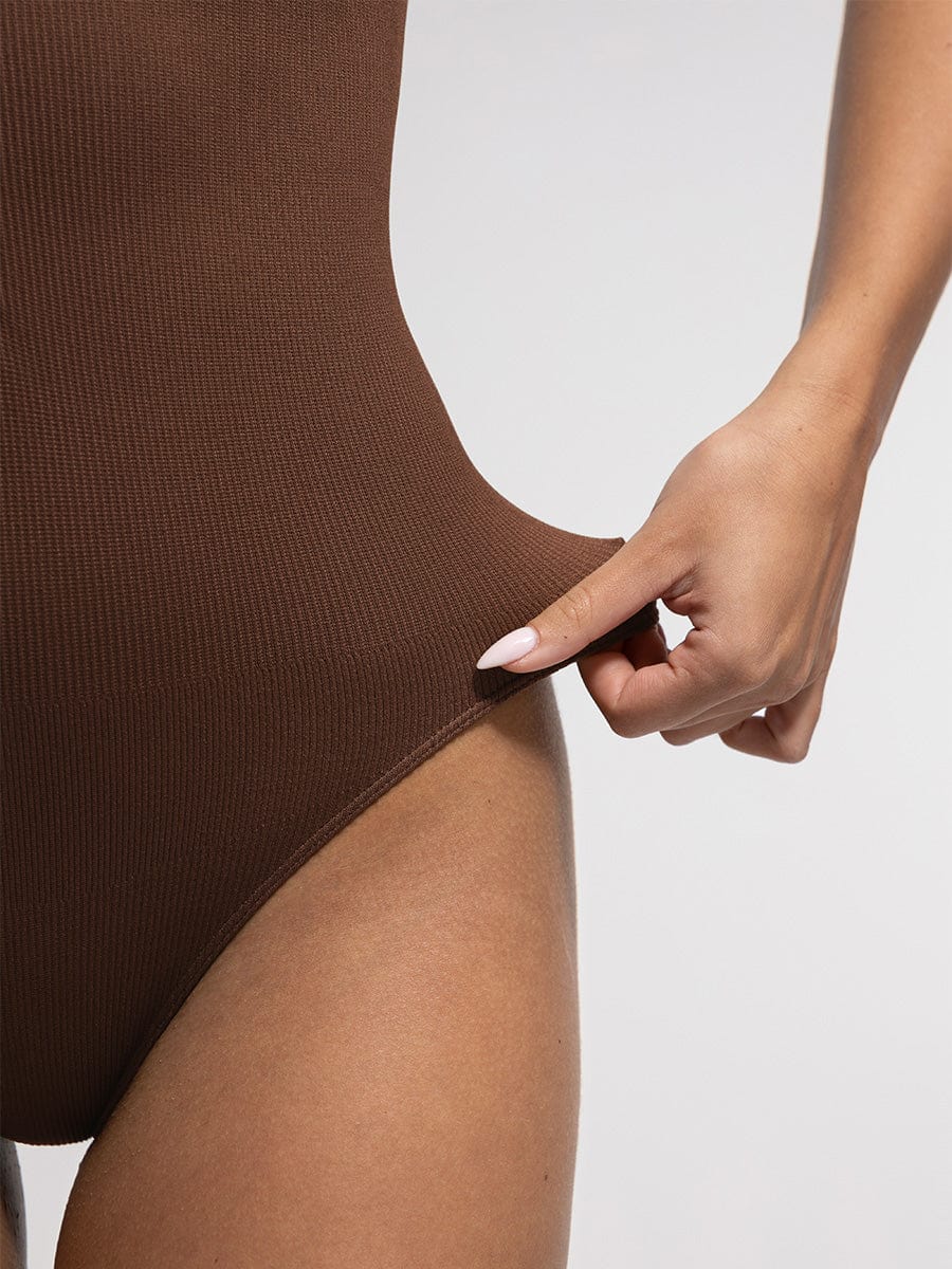 Seamless Ribbed Zip Front Sleeveless Shaping Bodysuit - FirmaActive