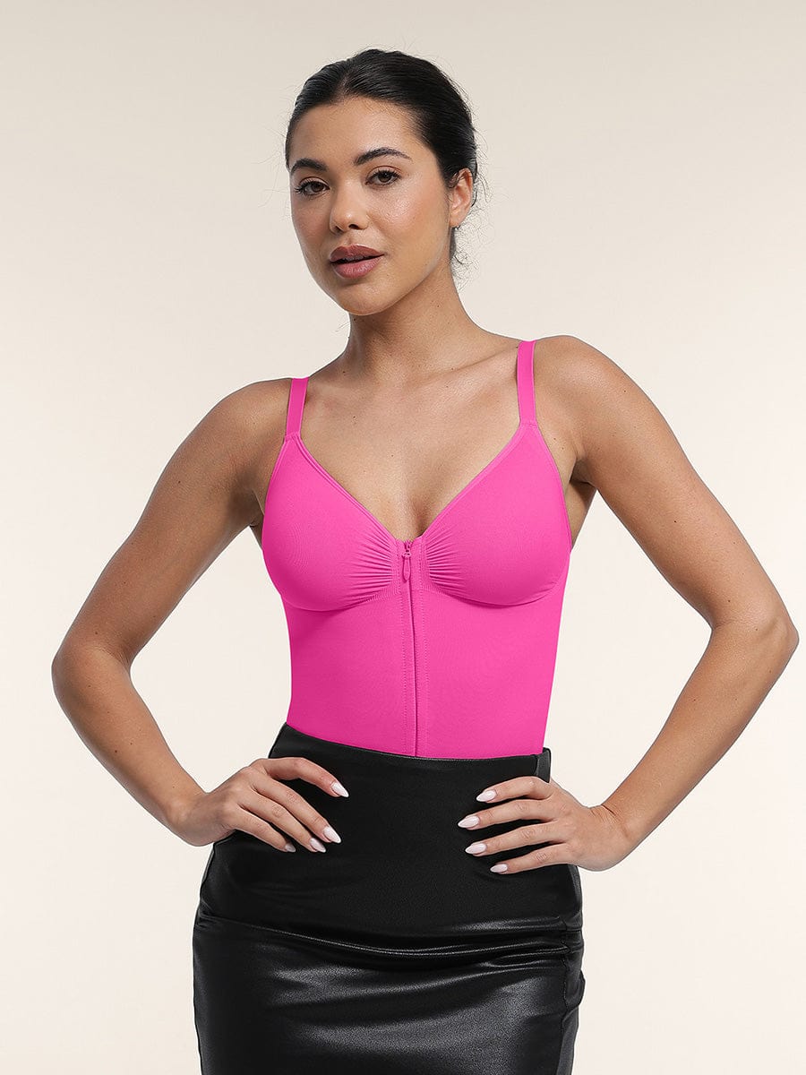 Seamless Plunge Chest Support Bodysuit with Clips Inside - FirmaSculpt