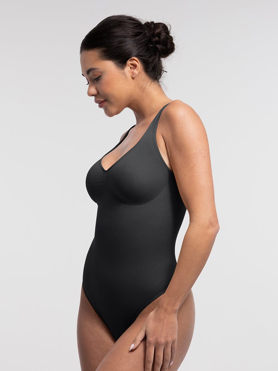 Seamless Bust Support Waist and Abdomen Control Thong Bodysuit - FirmaSculpt