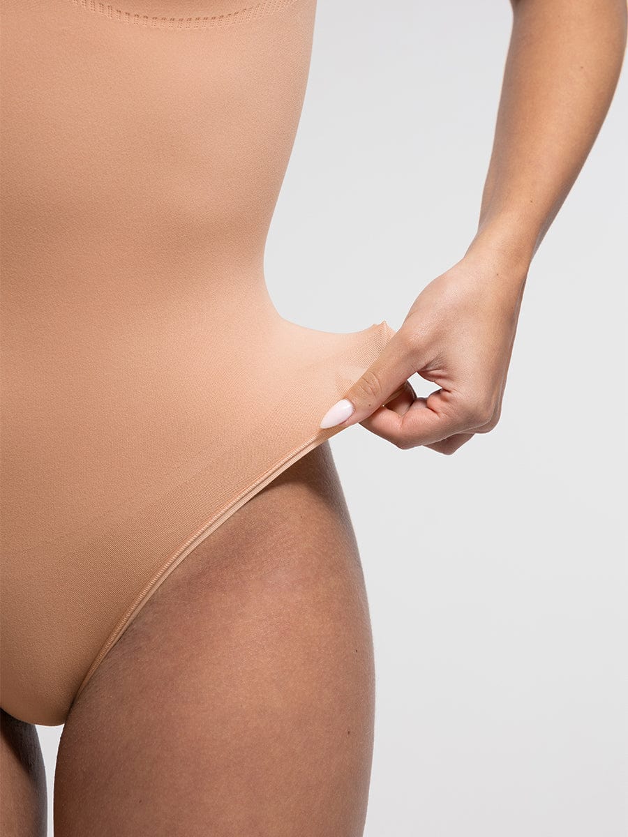 Seamless Bust Support Waist and Abdomen Control Thong Bodysuit - FirmaSculpt