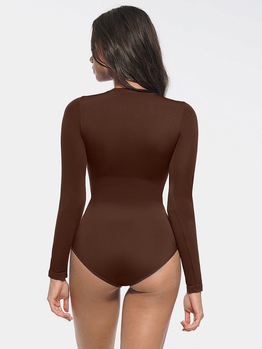 Seamless Round Neck Waist and Snap Crotch Briefs Bodysuit - FirmaSculpt