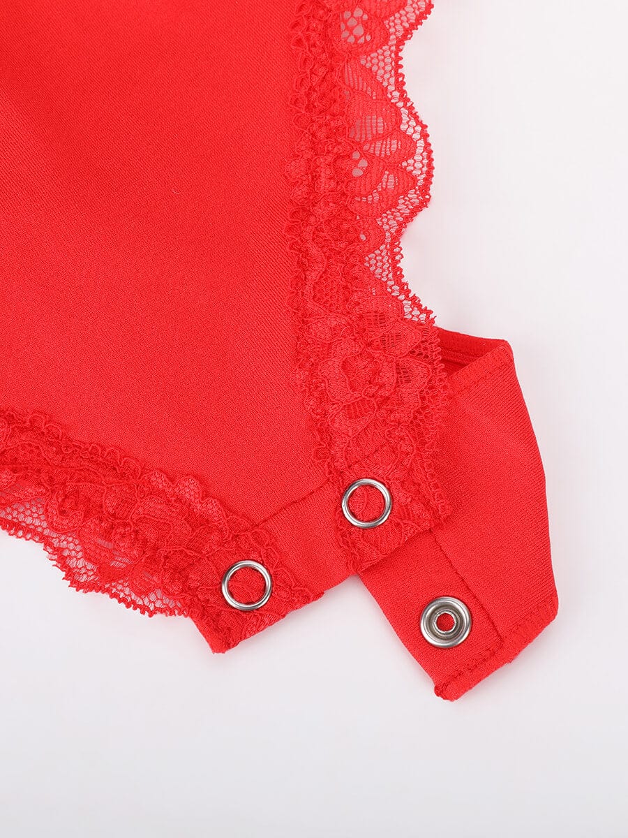 Seamless Lace Cami Waist Abdomen Shaping Thong Bodysuit - FirmaSmooth