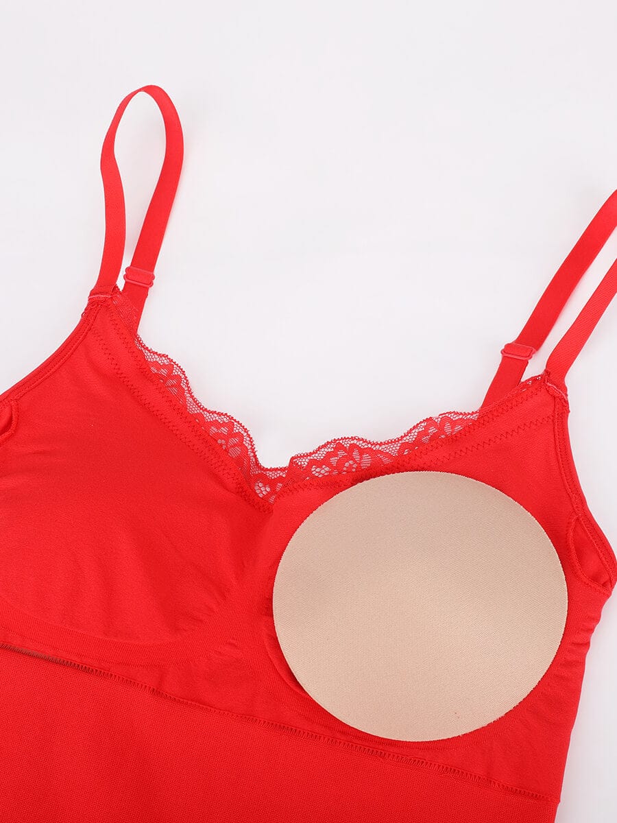 Seamless Lace Cami Waist Abdomen Shaping Thong Bodysuit - FirmaSmooth