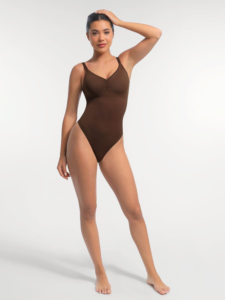 Seamless Built-in Bra Waist and Tummy Control Thong Bodysuit - FirmaActive
