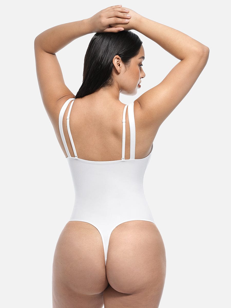 Lace V-Neck Thong Shaping Bodysuit - FirmaLace