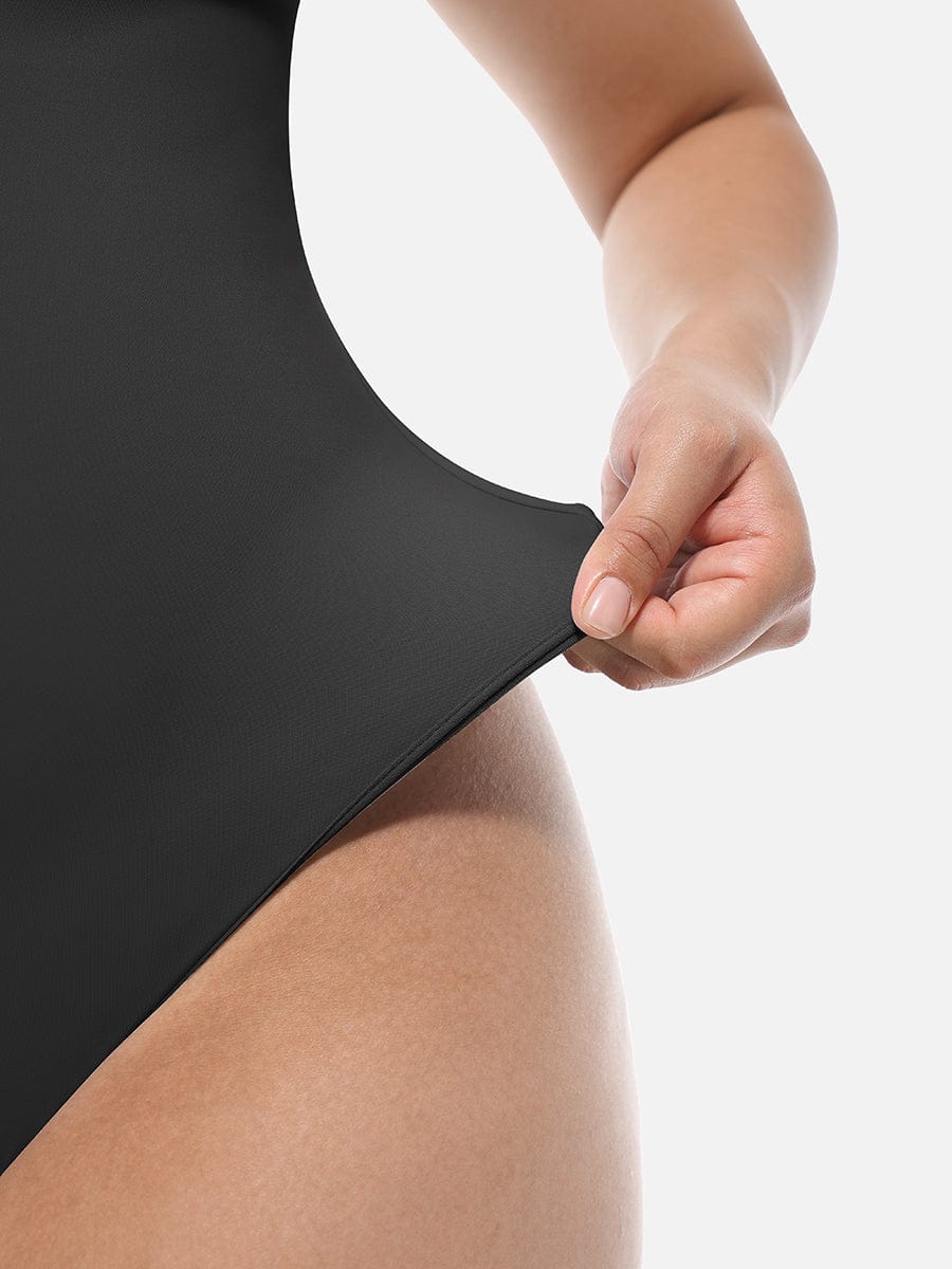 Square-Neck Short-Sleeve Tummy Control Bodysuit - FirmaActive