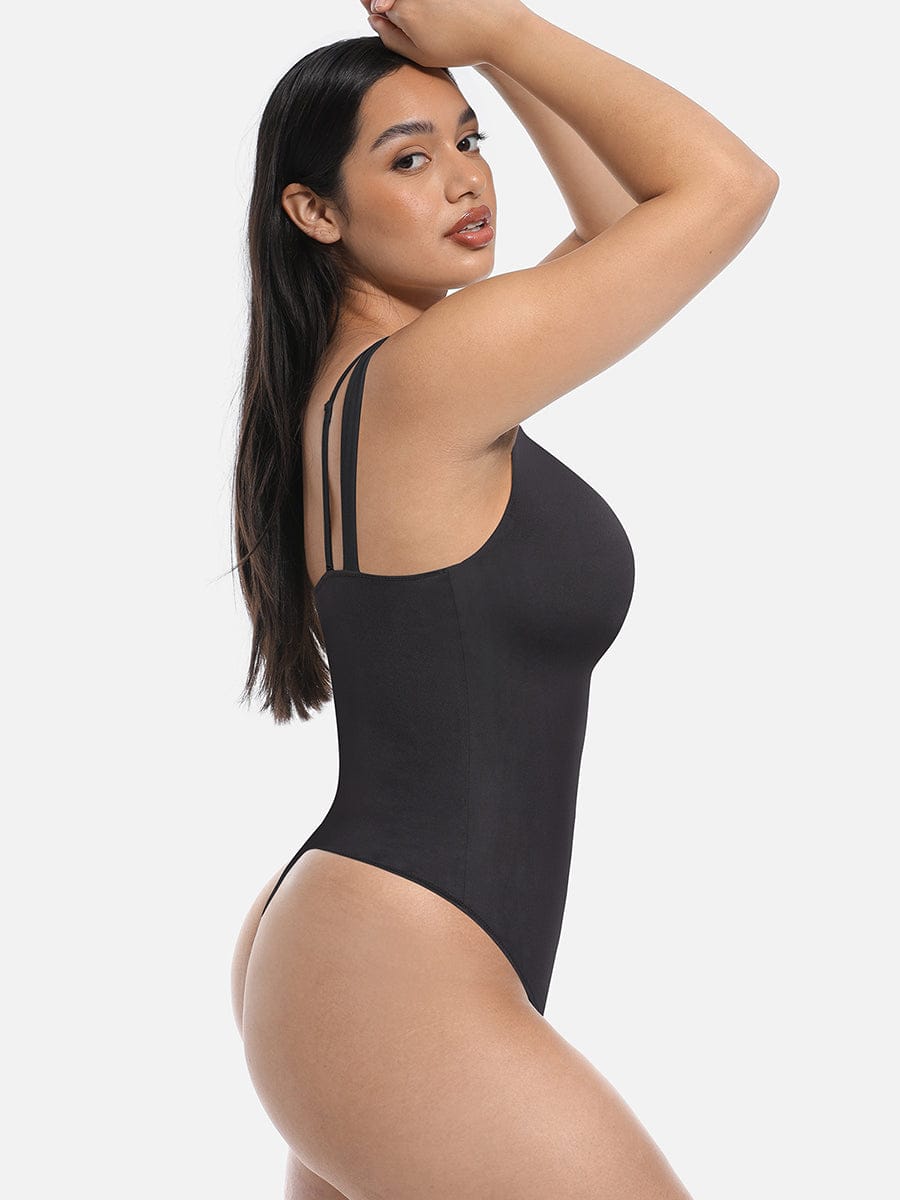 Lace V-Neck Thong Shaping Bodysuit - FirmaLace