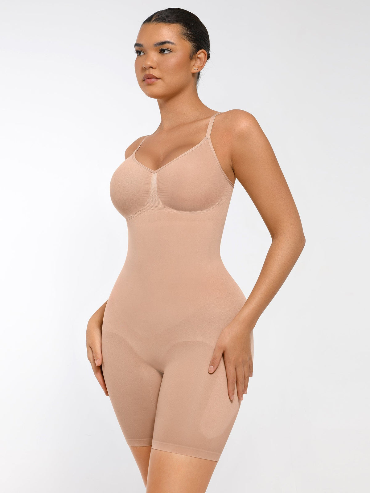 Mid-Thigh Full Body Seamless Shaper with Adjustable Straps - FirmaActive
