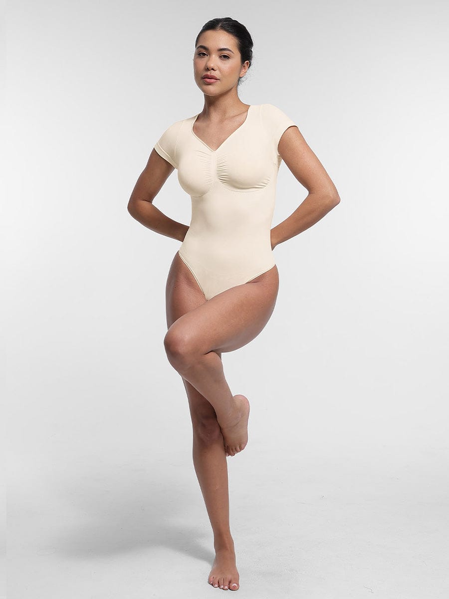 Seamless Bust Support Waist & Abdomen Shaping Thong Bodysuit - FirmaSculpt