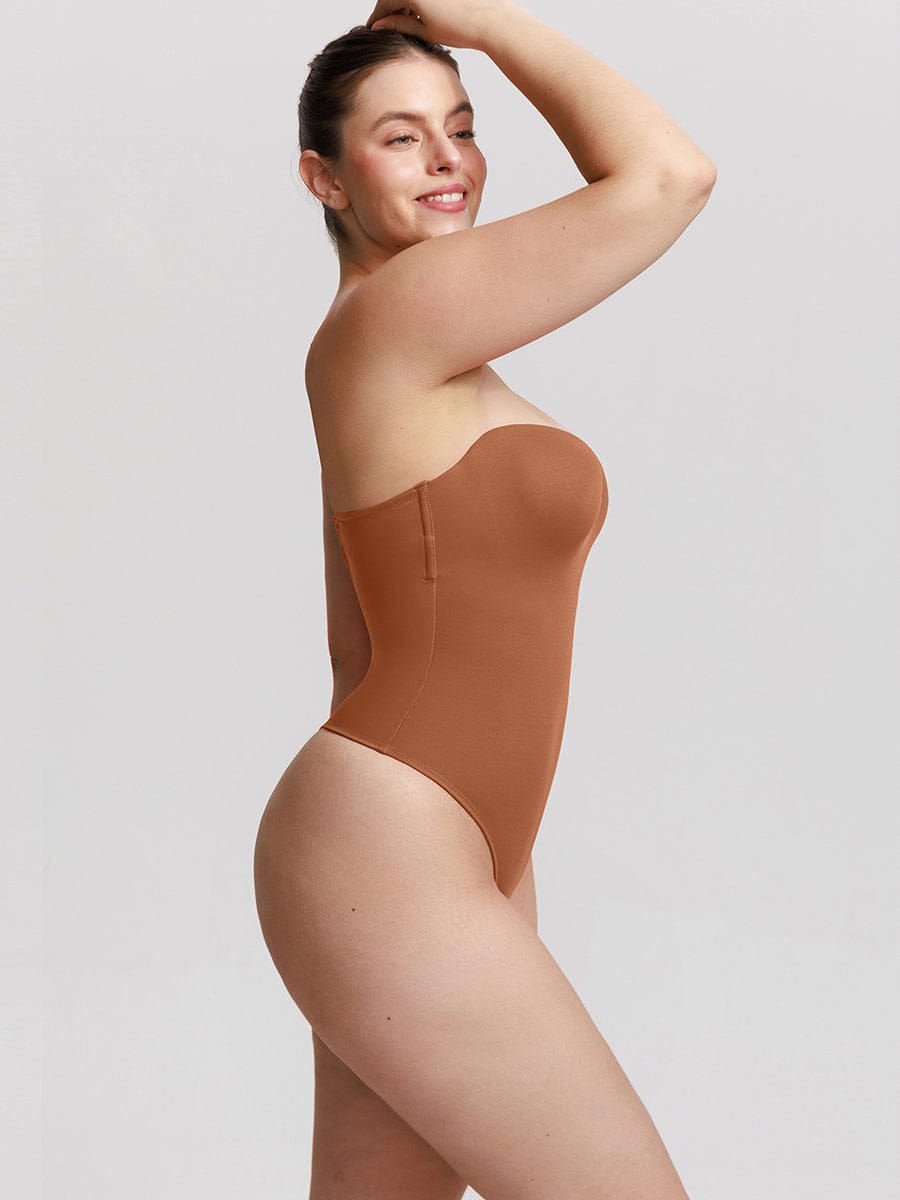 One Piece Underwire Strapless Waist And Abdomen Shaping Thong Bodysuit - FirmaHold
