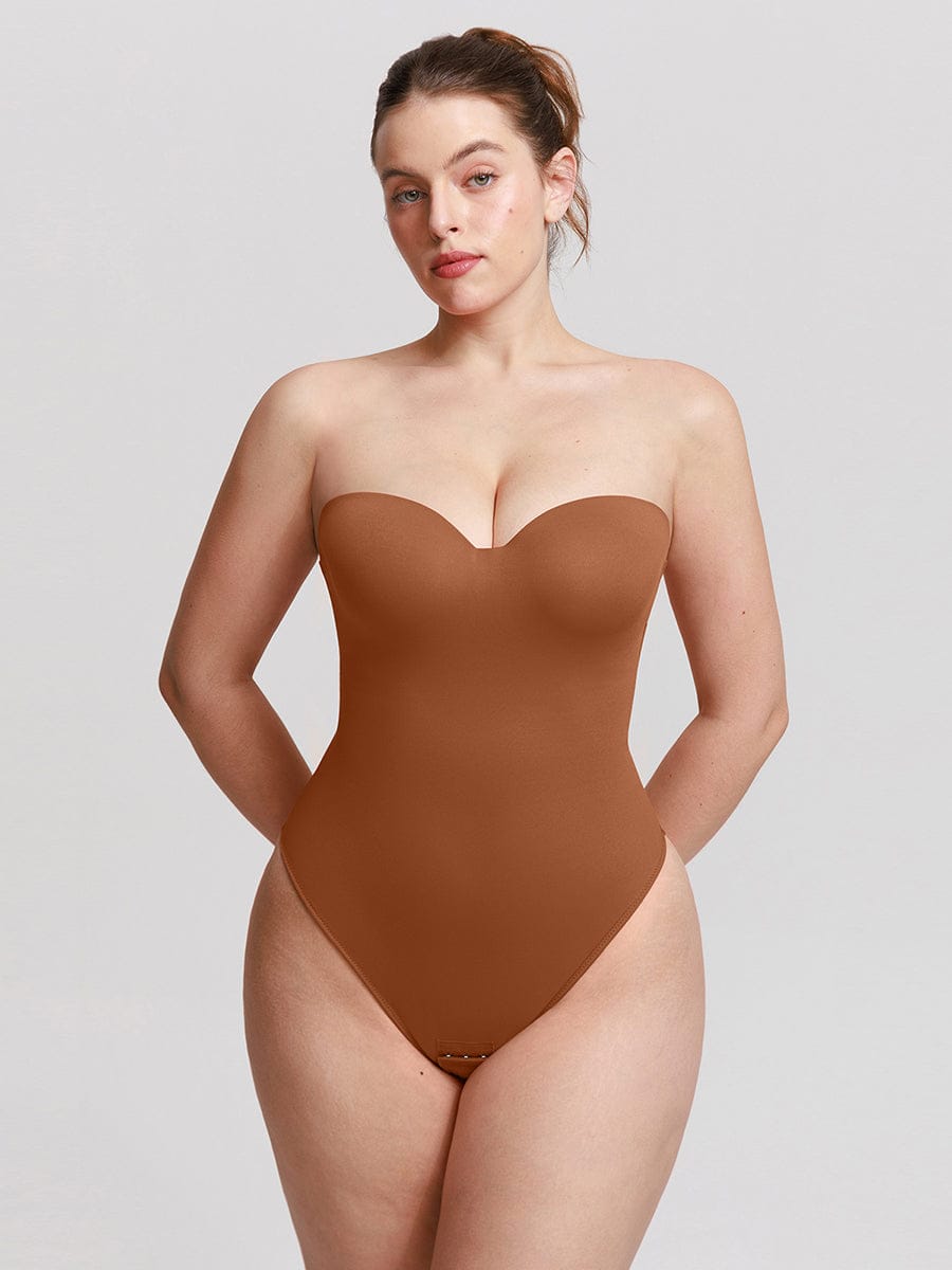 One Piece Underwire Strapless Waist And Abdomen Shaping Thong Bodysuit - FirmaHold
