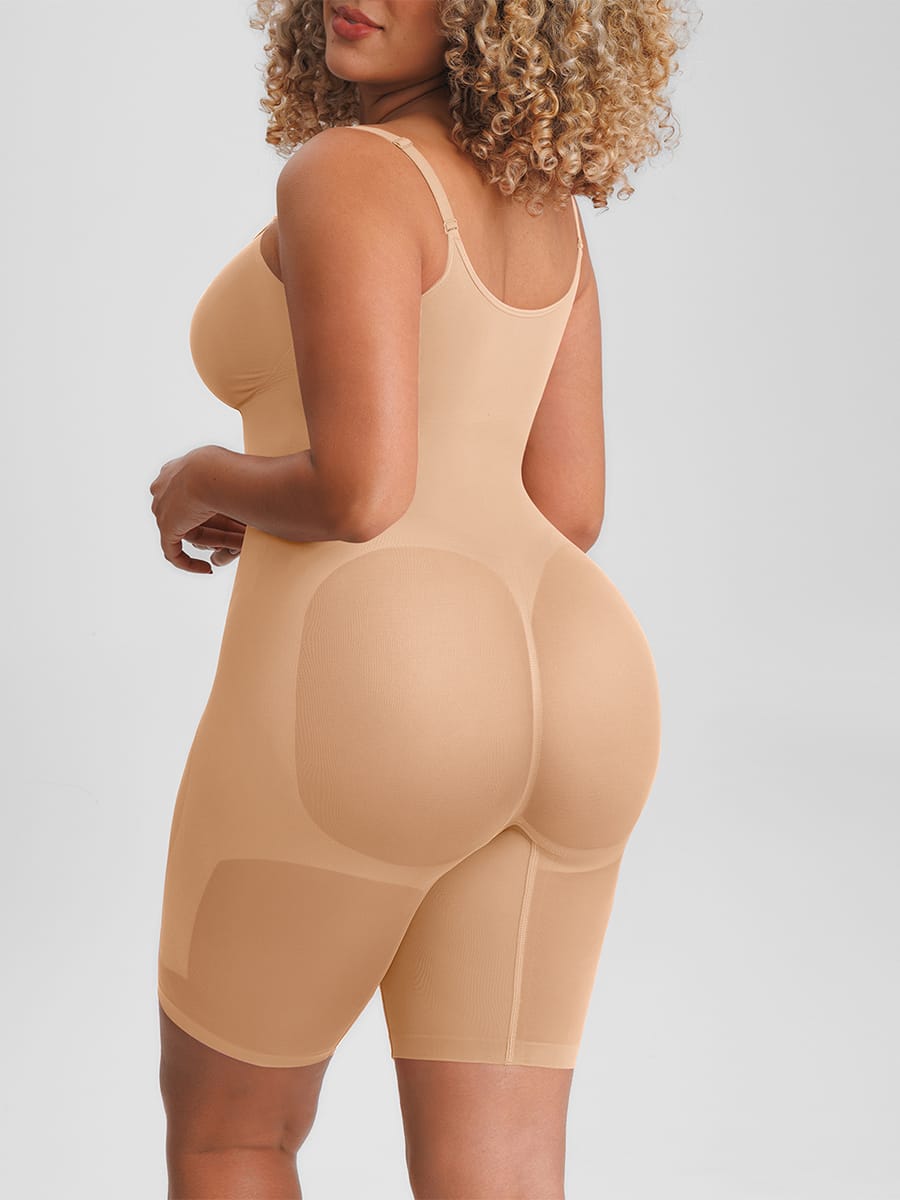 Invisible Zip Seamless Shapewear Bodysuit with Tummy Control & Butt Lifting Adjustable Straps - FirmaSculpt