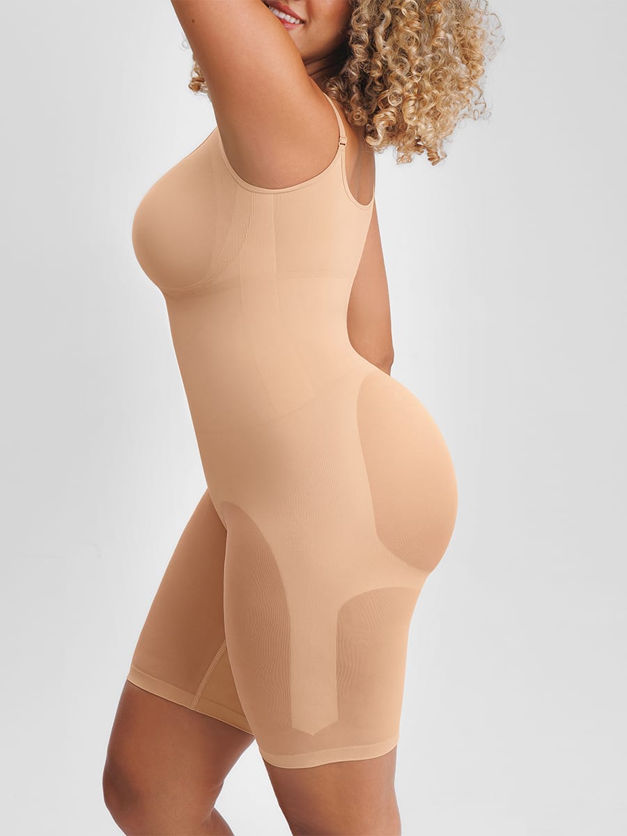 Invisible Zip Seamless Shapewear Bodysuit with Tummy Control & Butt Lifting Adjustable Straps - FirmaSculpt
