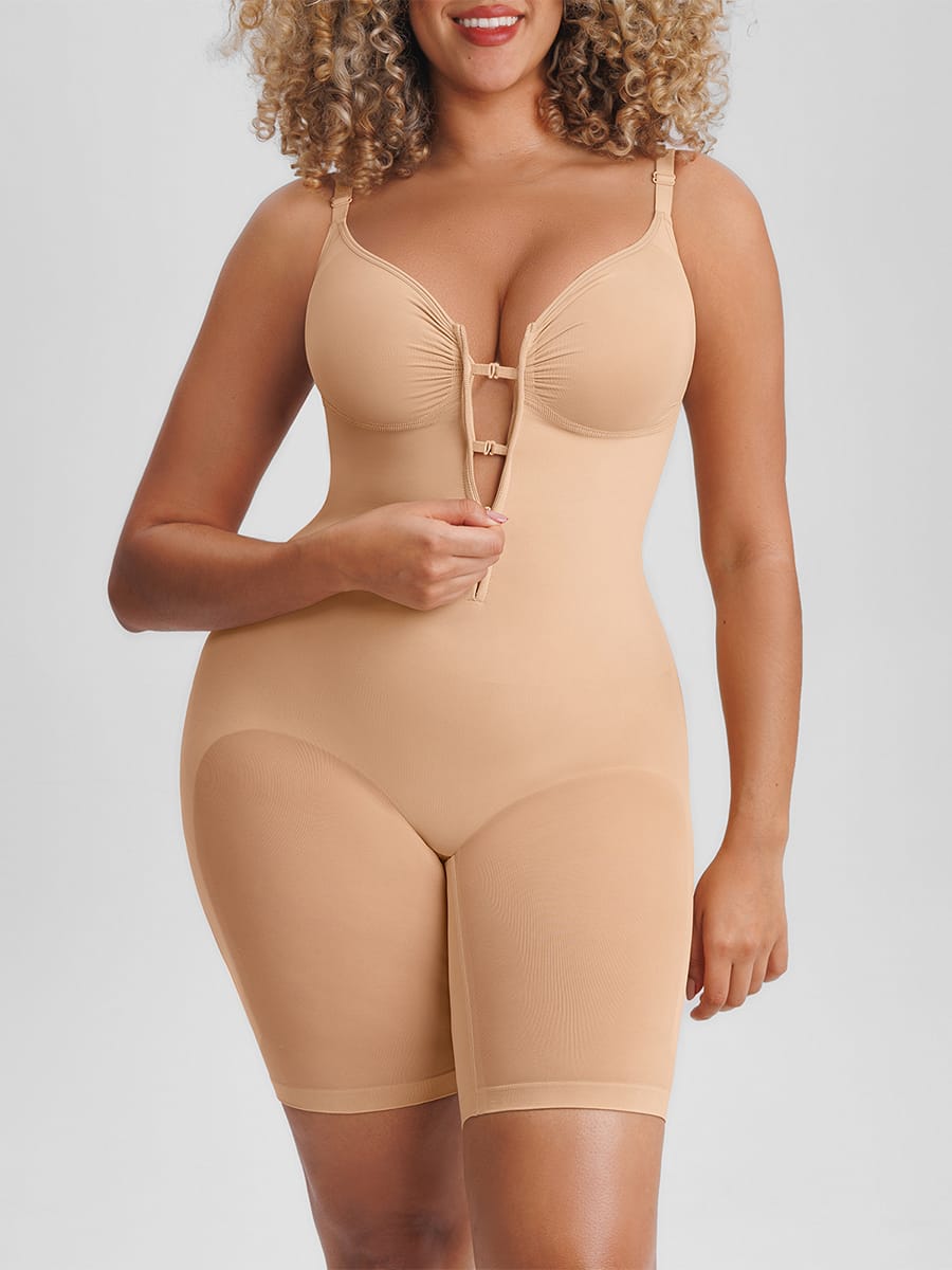 Invisible Zip Seamless Shapewear Bodysuit with Tummy Control & Butt Lifting Adjustable Straps - FirmaSculpt