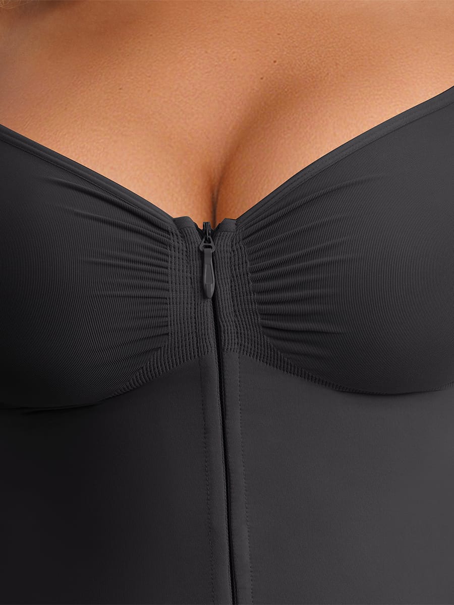 Invisible Zip Seamless Shapewear Bodysuit with Tummy Control & Butt Lifting Adjustable Straps - FirmaSculpt