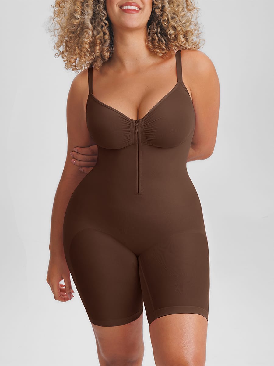Invisible Zip Seamless Shapewear Bodysuit with Tummy Control & Butt Lifting Adjustable Straps - FirmaSculpt