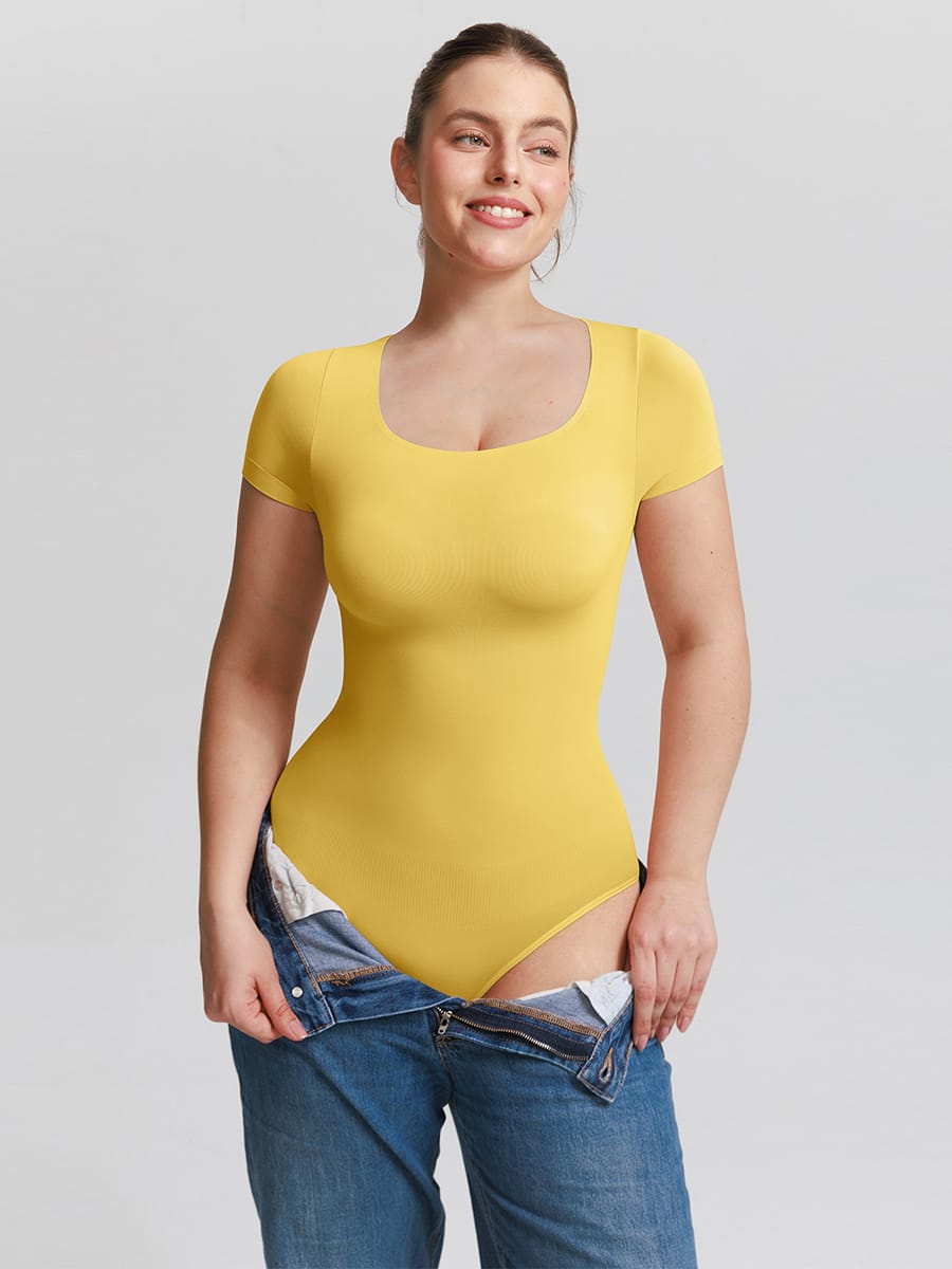 Seamless Scoop Neck Bodysuit with Buttery Soft Tummy Control - FirmaSmooth