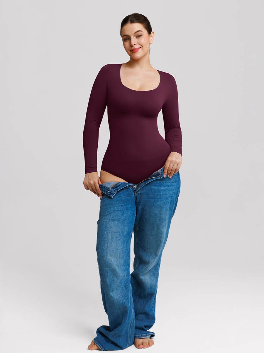 Seamless Butter Soft Scoop Neck Tummy Control Shaping Bodysuit - FirmaSoft