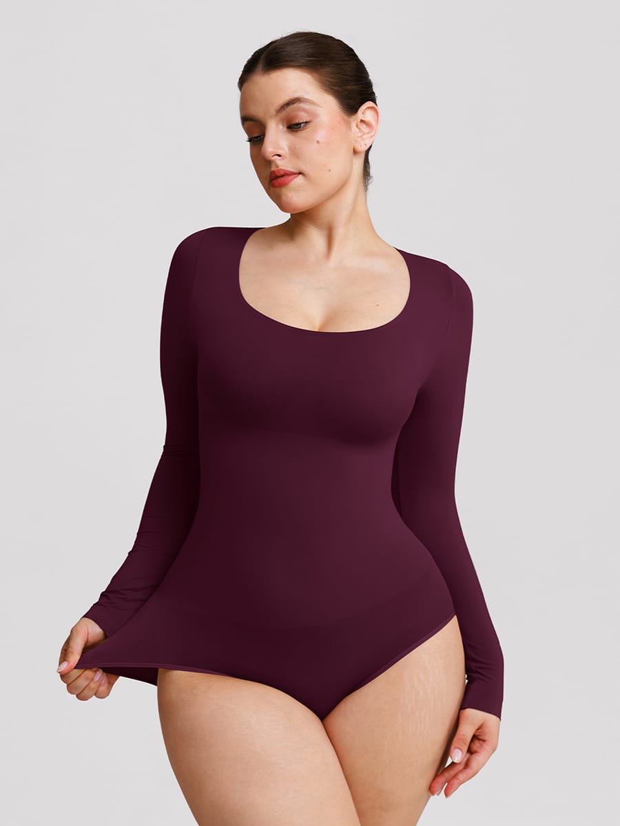 Seamless Butter Soft Scoop Neck Tummy Control Shaping Bodysuit - FirmaSoft