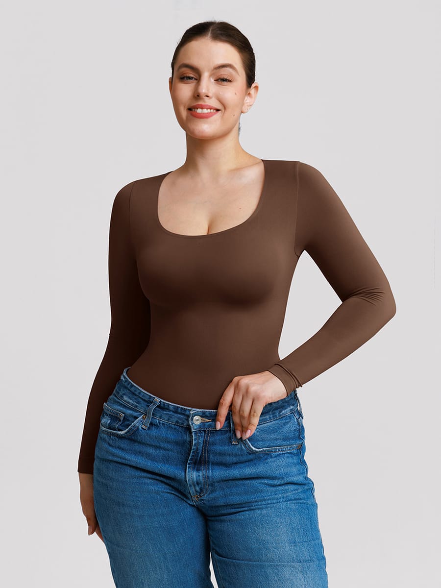 Seamless Butter Soft Scoop Neck Tummy Control Shaping Bodysuit - FirmaSoft