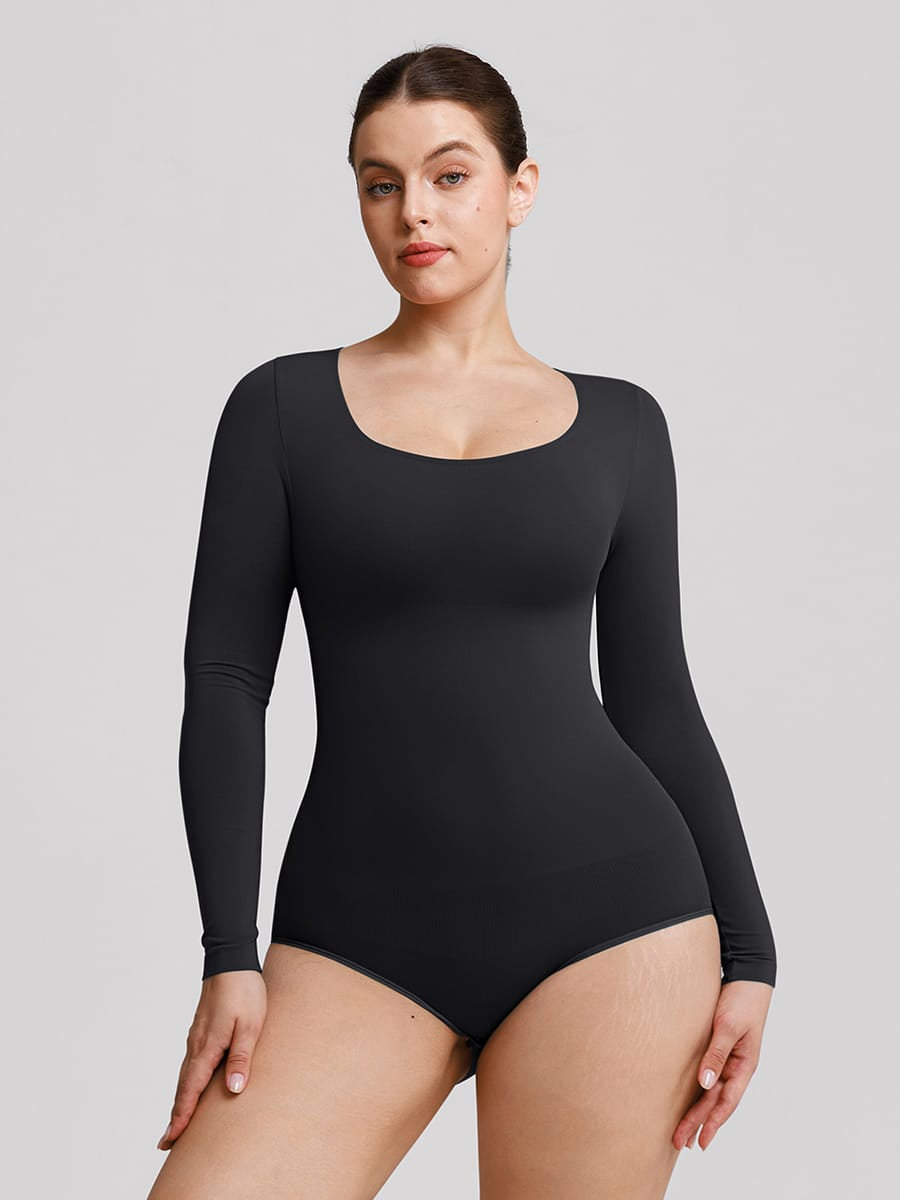 Seamless Butter Soft Scoop Neck Tummy Control Shaping Bodysuit - FirmaSoft