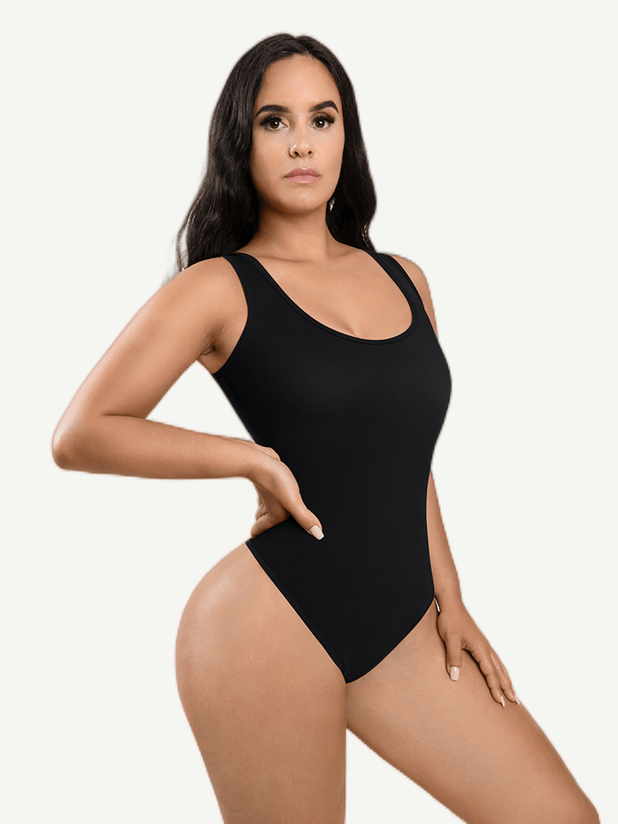 Breathable Scoop Neck Tummy Control Tank Bodysuit - FirmaSculpt
