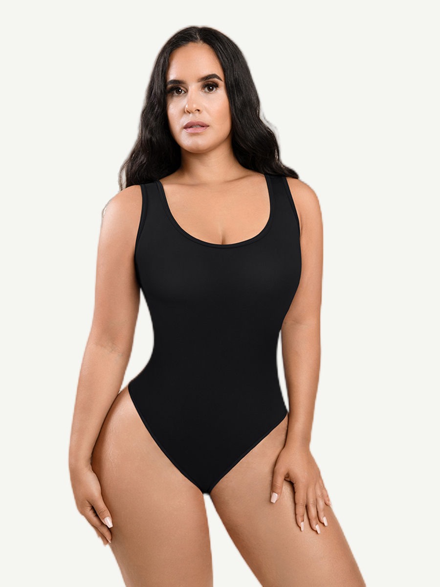 Breathable Scoop Neck Tummy Control Tank Bodysuit - FirmaSculpt