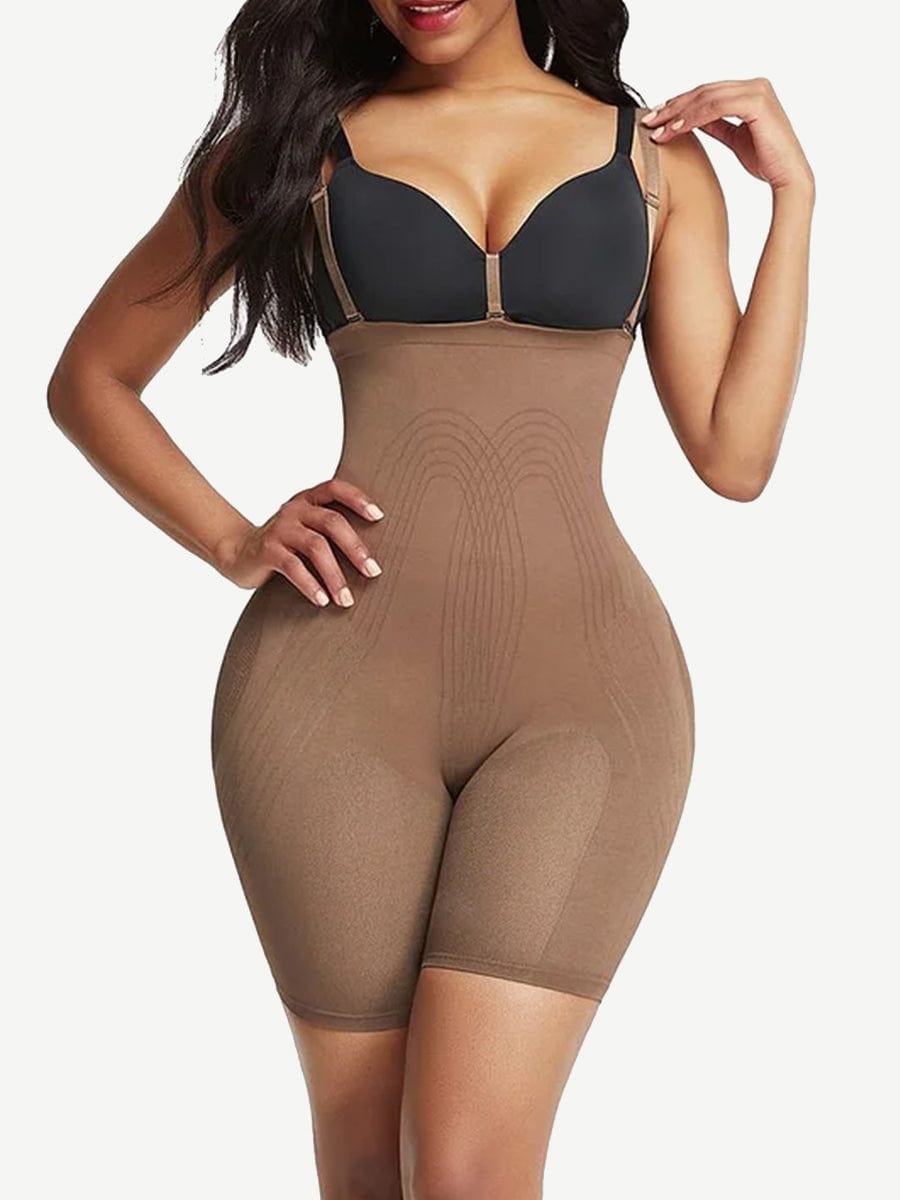 High Waisted Black Seamless Shapewear with Bra Clips for Firm Support - FirmaHold
