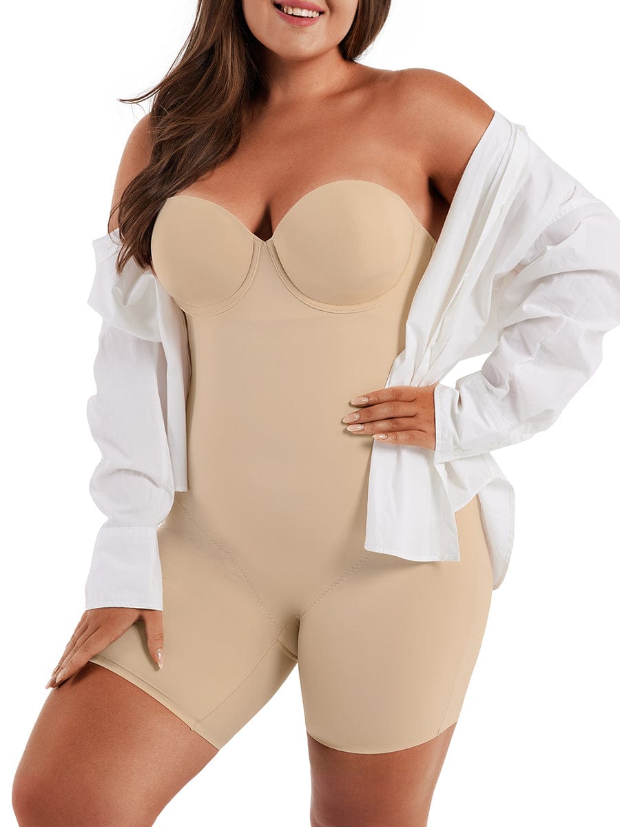 Back Smoothing Underwire Push Up Strapless Shaping Jumpsuit - FirmaSculpt