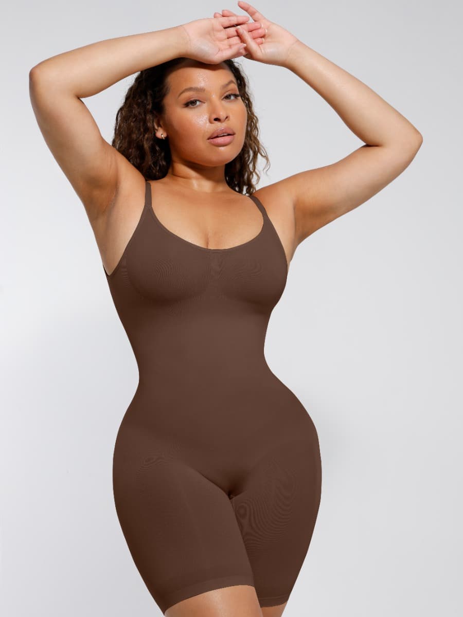Seamless Open-Back Boxer Bodysuit with Covered Chest - FirmaSculpt