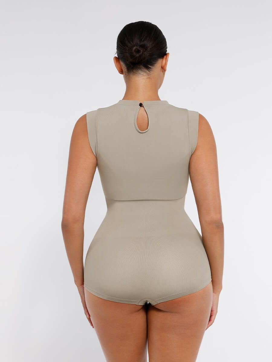 Seamless Cap Sleeve Waist and Abdomen Shaping Bodysuit - FirmaSculpt