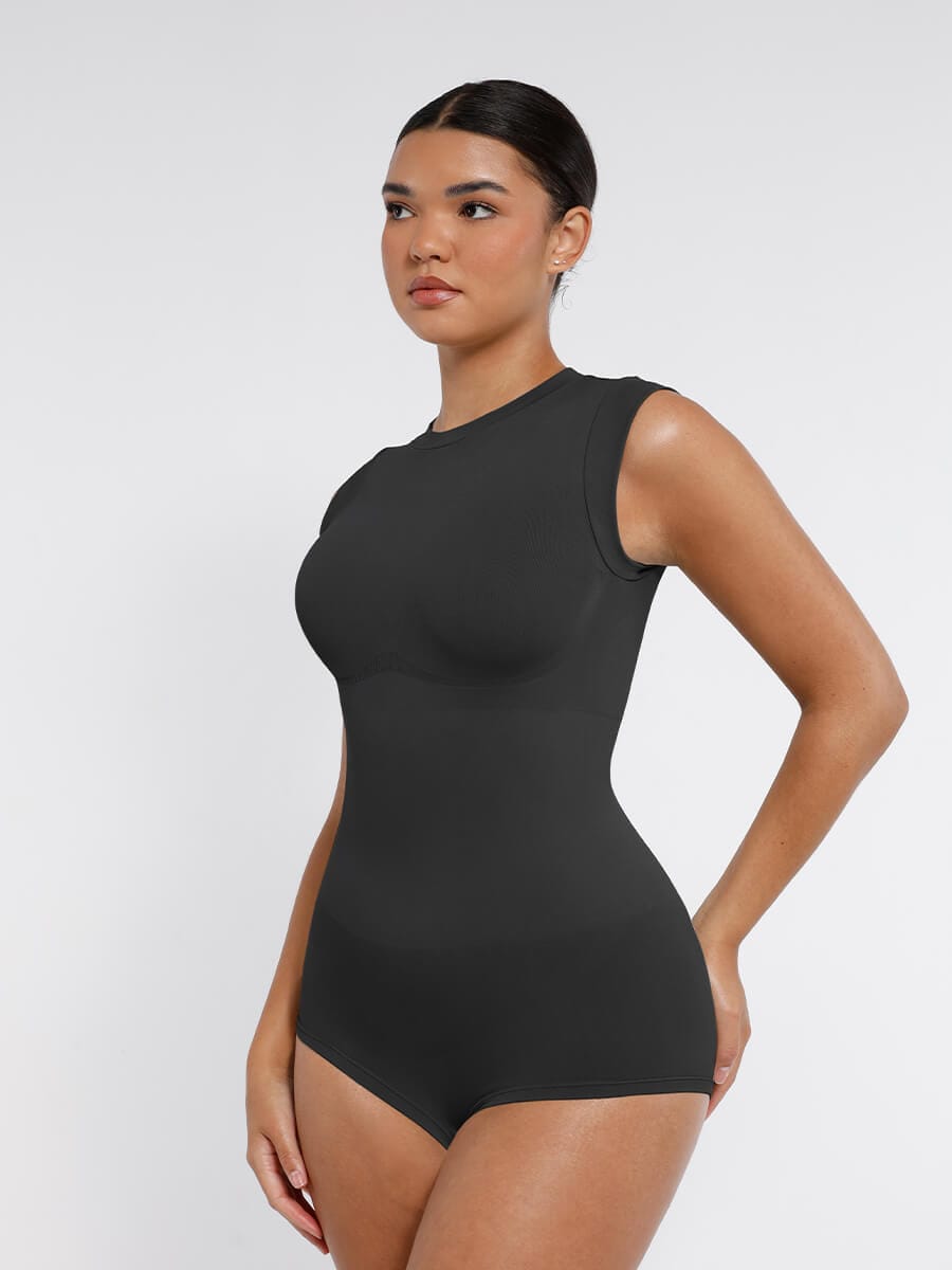 Seamless Cap Sleeve Waist and Abdomen Shaping Bodysuit - FirmaSculpt