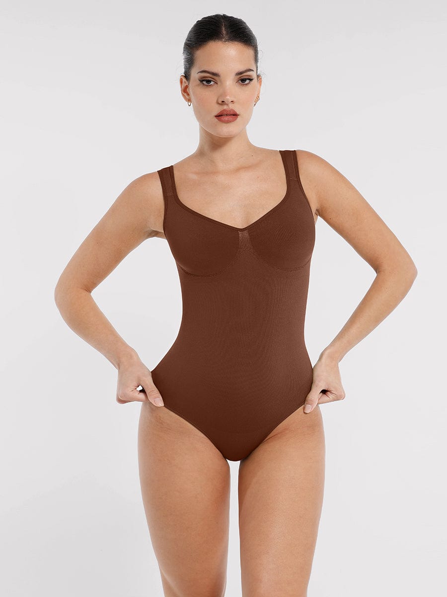 Seamless Diamond Neck Bust Support Waist Control Bodysuit - FirmaSculpt