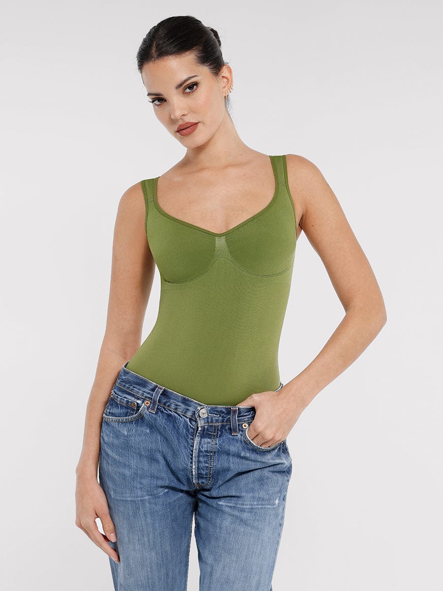 Seamless Diamond Neck Bust Support Waist Control Bodysuit - FirmaSculpt