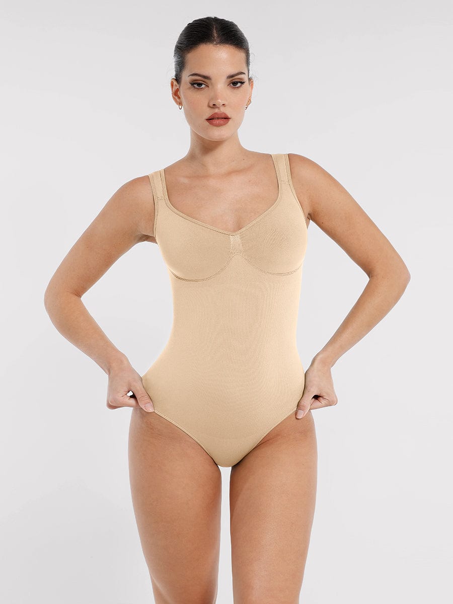 Seamless Diamond Neck Bust Support Waist Control Bodysuit - FirmaSculpt