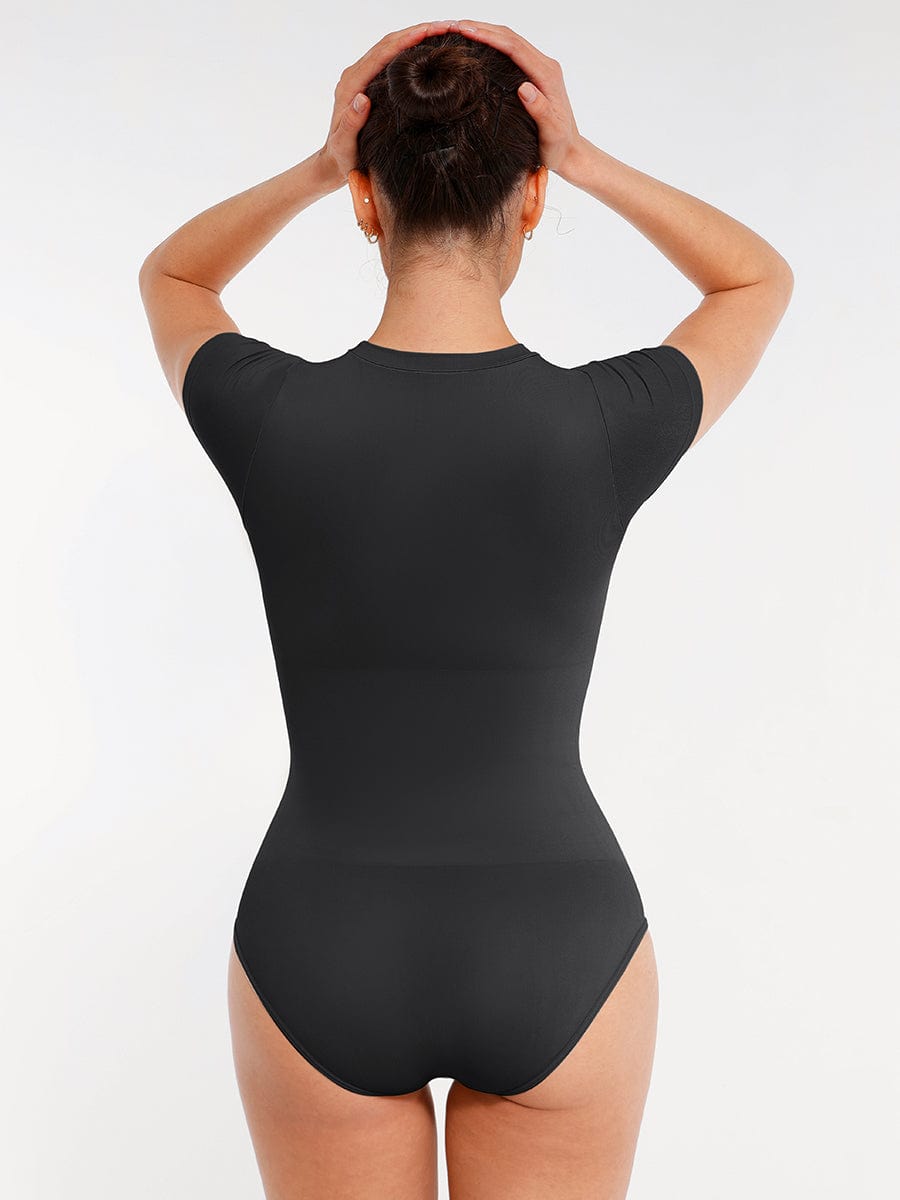 Seamless Short Sleeve Waist and Abdomen Shaping Hip Briefs Bodysuit - FirmaSculpt