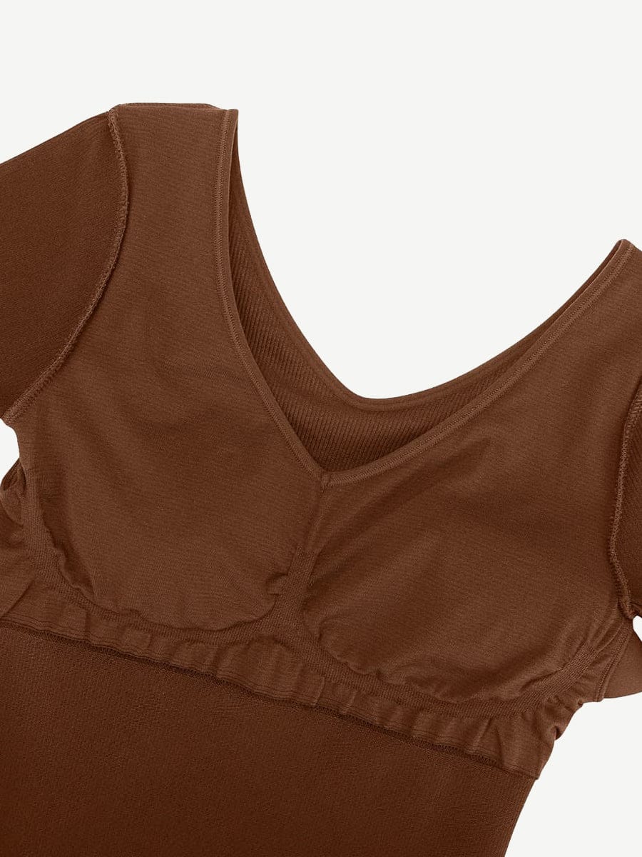 Eco-friendly Seamless V Neck Long Sleeve Waist Trimming Shaper Dress - FirmaSculpt