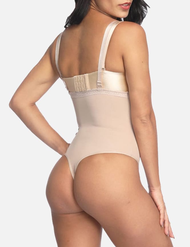 Nude Adjustable Straps Full Body Shaper Underbust Tummy Control Panties - FirmaControl