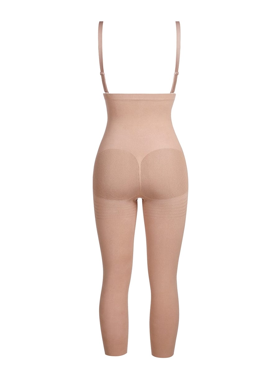 Black Plus Size Full Body Shaper with Open Crotch Tummy Control - FirmaSmooth
