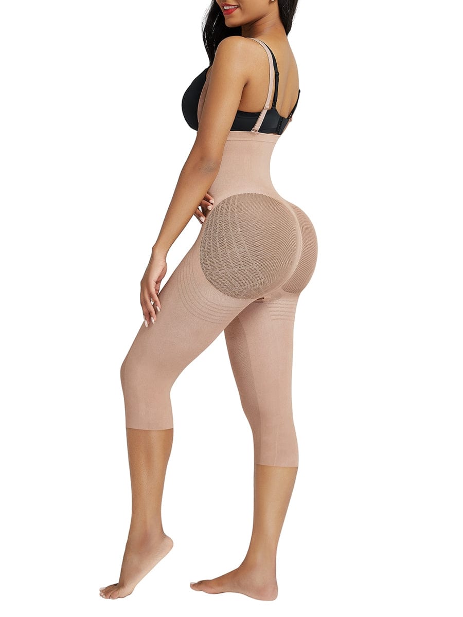 Black Plus Size Full Body Shaper with Open Crotch Tummy Control - FirmaSmooth