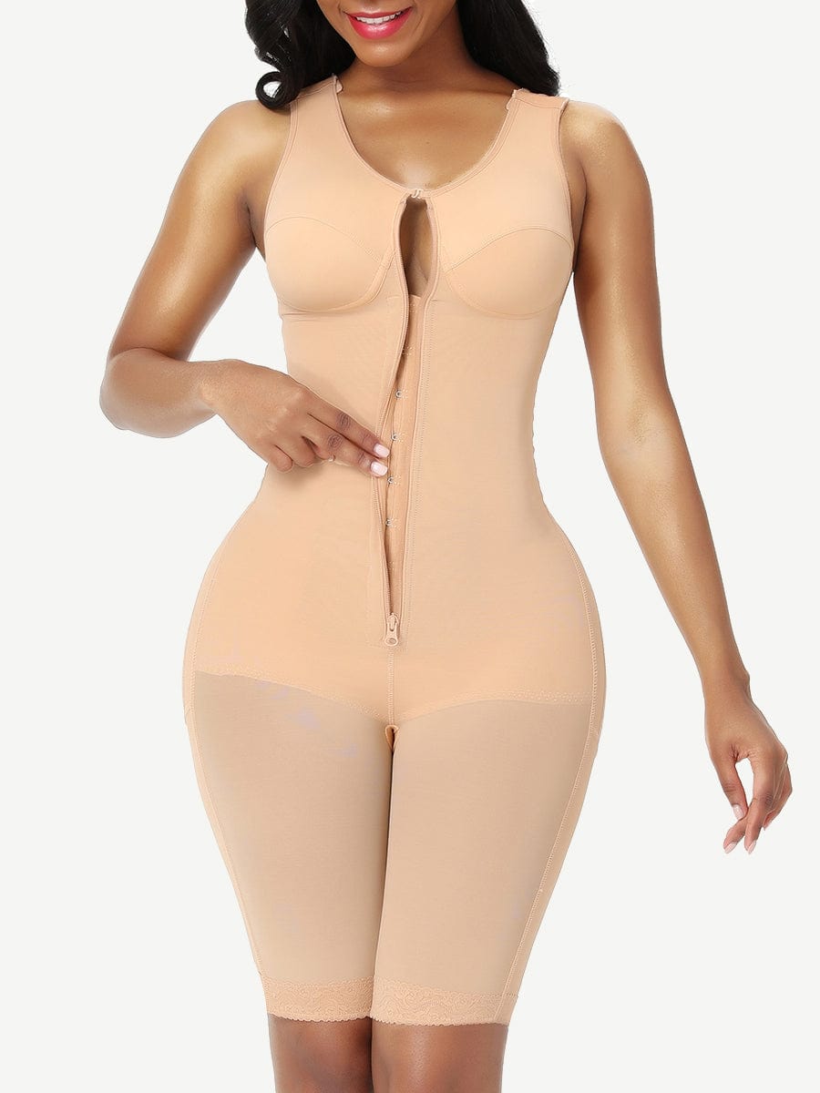 Post Surgery Full Body Shaper with Zipper and Open Crotch - FirmaActive