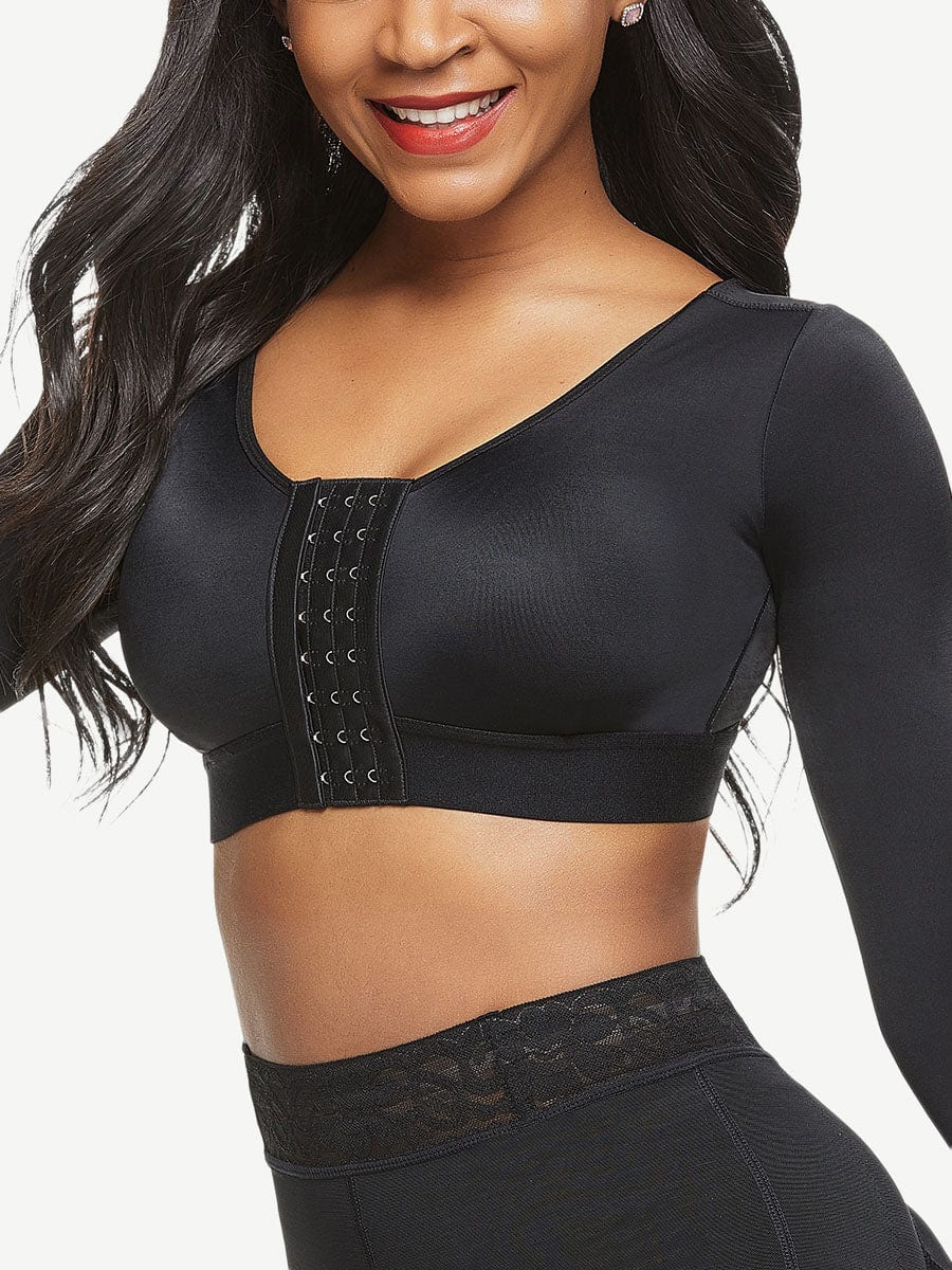 Post-surgical Crop Shapewear with 3-Row Hooks Plus Size – FirmaActive