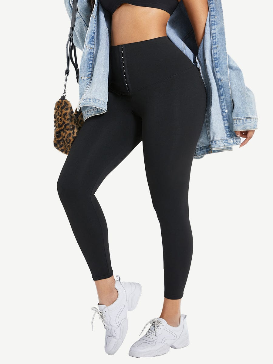 High Waist Waist Trainer Leggings with Tummy Control and Adjustable Closure - FirmaActive